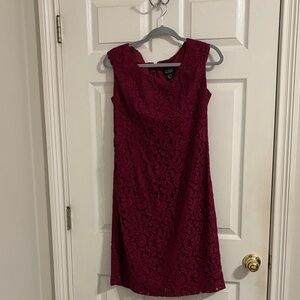 Adrianna Papell Burgundy Lace Midi Dress